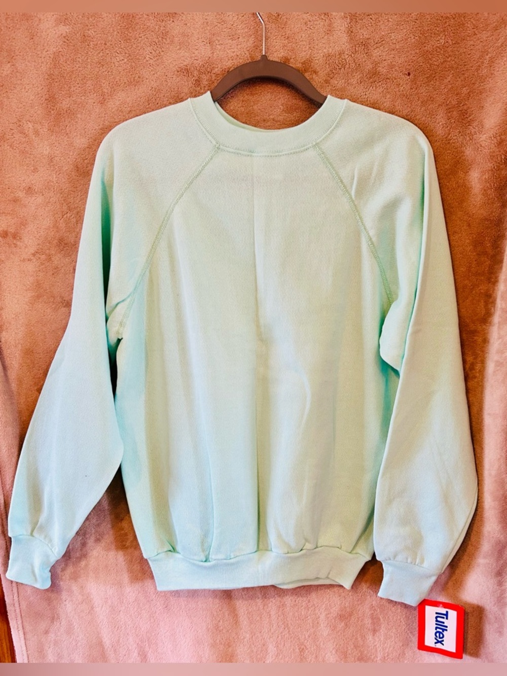 Vintage Tultex Crewneck Sweatshirt Mint Green USA Made Large 90s Pullover